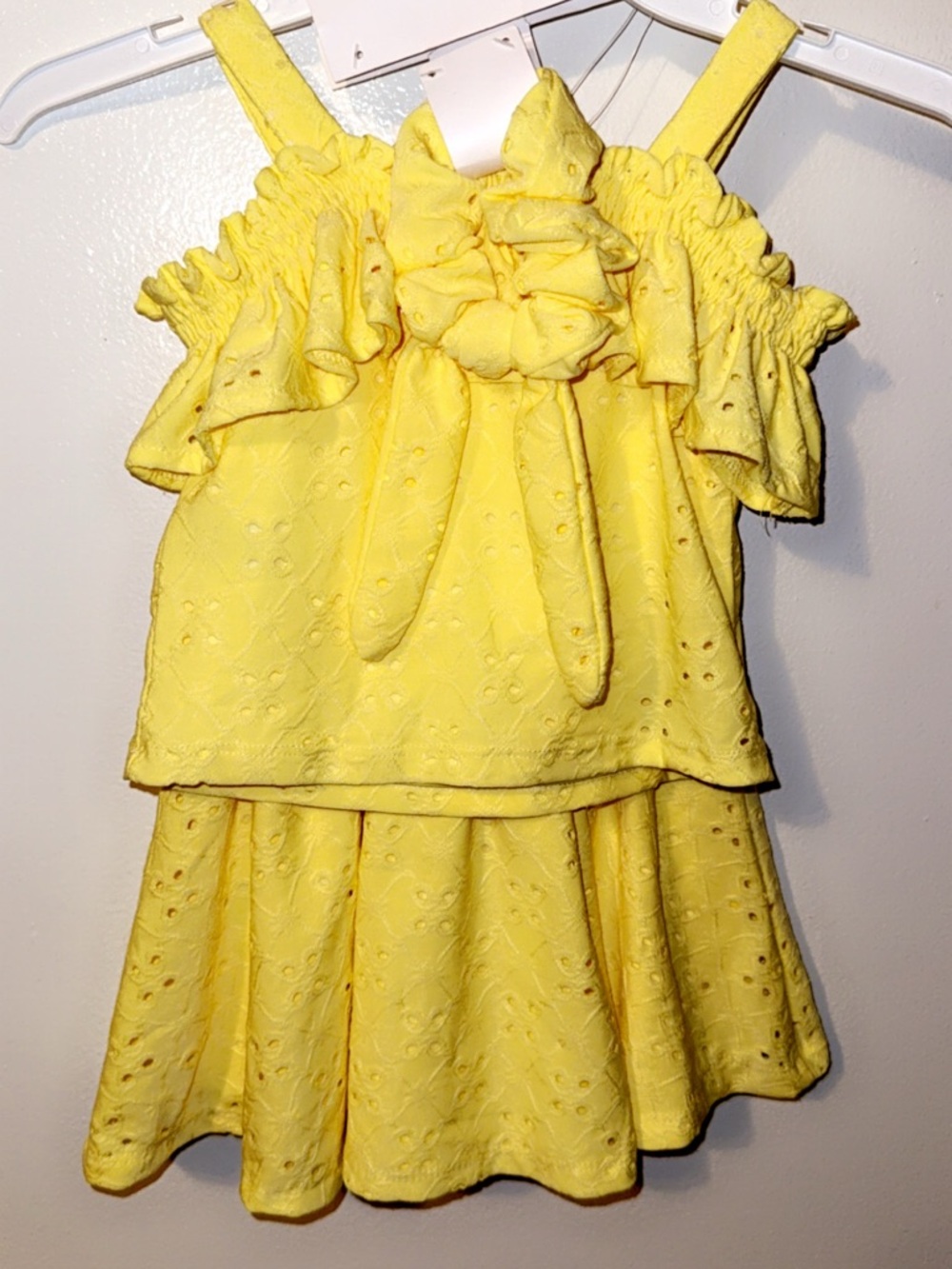 Yellow Eyelet Ruffle Two-Piece Set - Picture 3 of 3